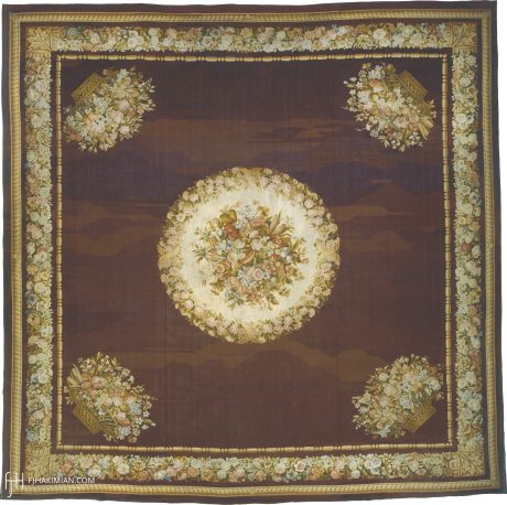 AUBUSSON carpet, France, circa 1850, 16'9" x 16'9", ref 02065
