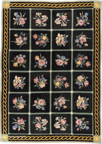 Needlepoint carpet, France, circa 1920, 8'7" x 6'1", ref 02135