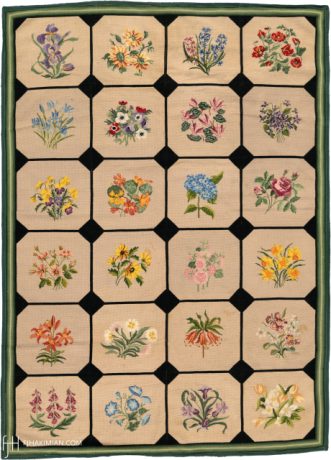 Needlepoint carpet, France, circa 1920, 8'0" x 5'8", ref 02149