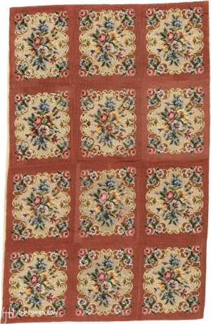 Needlepoint carpet, France, circa 1940, 6'1" x 3'10", ref 02164