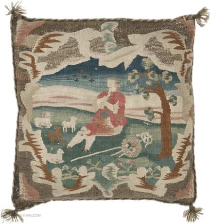 Aubusson Cushion, France, circa 1770, 1'3" x 1'3", ref 02385