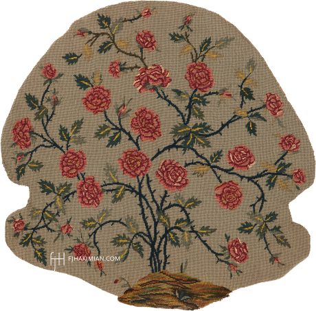 Needlepoint carpet, France, circa 1930, 2'3" x 2'2", ref 02386