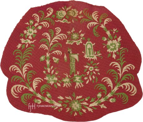 French Needlepoint carpet, France, circa 1930, 2'6" x 2'2", ref 02388