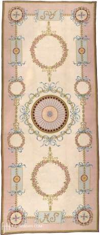 Floral Pink Needlepoint carpet, France, circa 1950, 21'10" x 9'3", ref 02482
