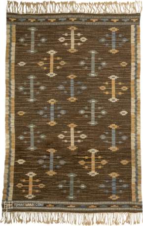 SWEDISH FLAT WEAVE carpet, Sweden, circa 1940, 7'4" x 5'0", ref 02639