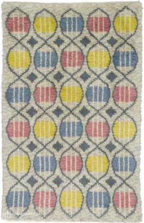 Swedish Rya carpet, Sweden, Mid-20th Century, 7'6" x 4'9", ref 03452