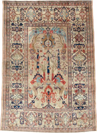 Silk Heriz carpet, Persia, circa 1900, 6'1" x 4'4", ref 05066