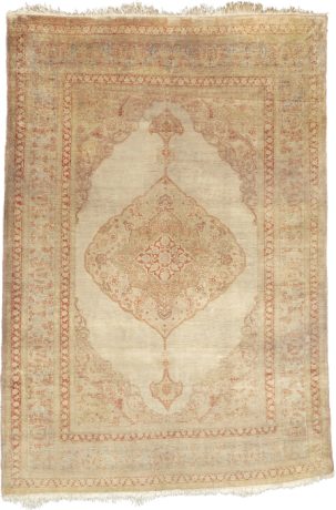 Tabriz Silk, Aubusson carpet, Persia, circa 1890, 5'9" x 3'11", ref 07159