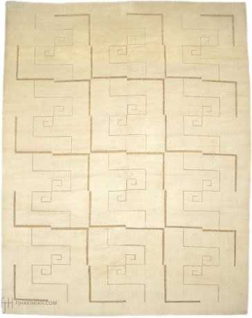 Maiandros, Art Deco carpet, Nepal, circa 2006, 11'9" x 9'3", ref 16850