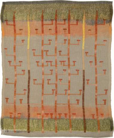 Tapestry Puzzle Three, Orange, Wall Hanging, Sweden, circa 2022, 4'11" x 4'0", ref 22295