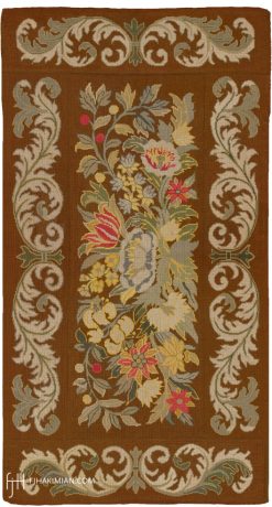 French Needlepoint carpet, France, circa 1880, 4'8" x 2'6", ref 02173