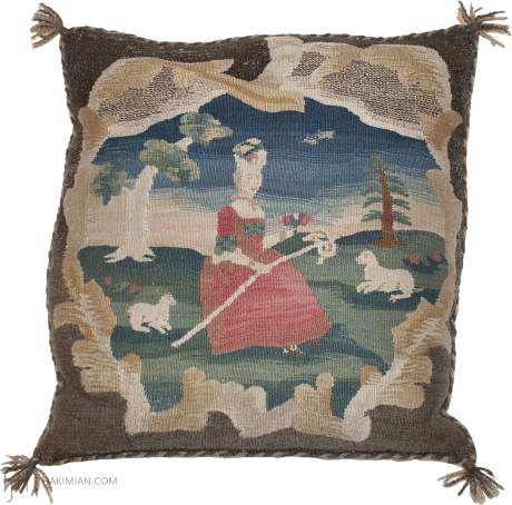 Aubusson Cushion, France, circa 1770, 1'3" x 1'2", ref 02383