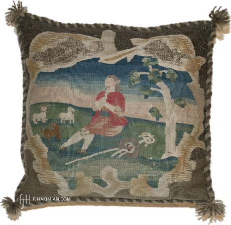 Aubusson Cushion, France, circa 1770, 1'3" x 1'3", ref 02384