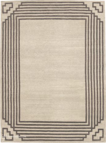 Deco Border, Art Deco carpet, Nepal, 21st Century, 12'1" x 9'0", ref 16943