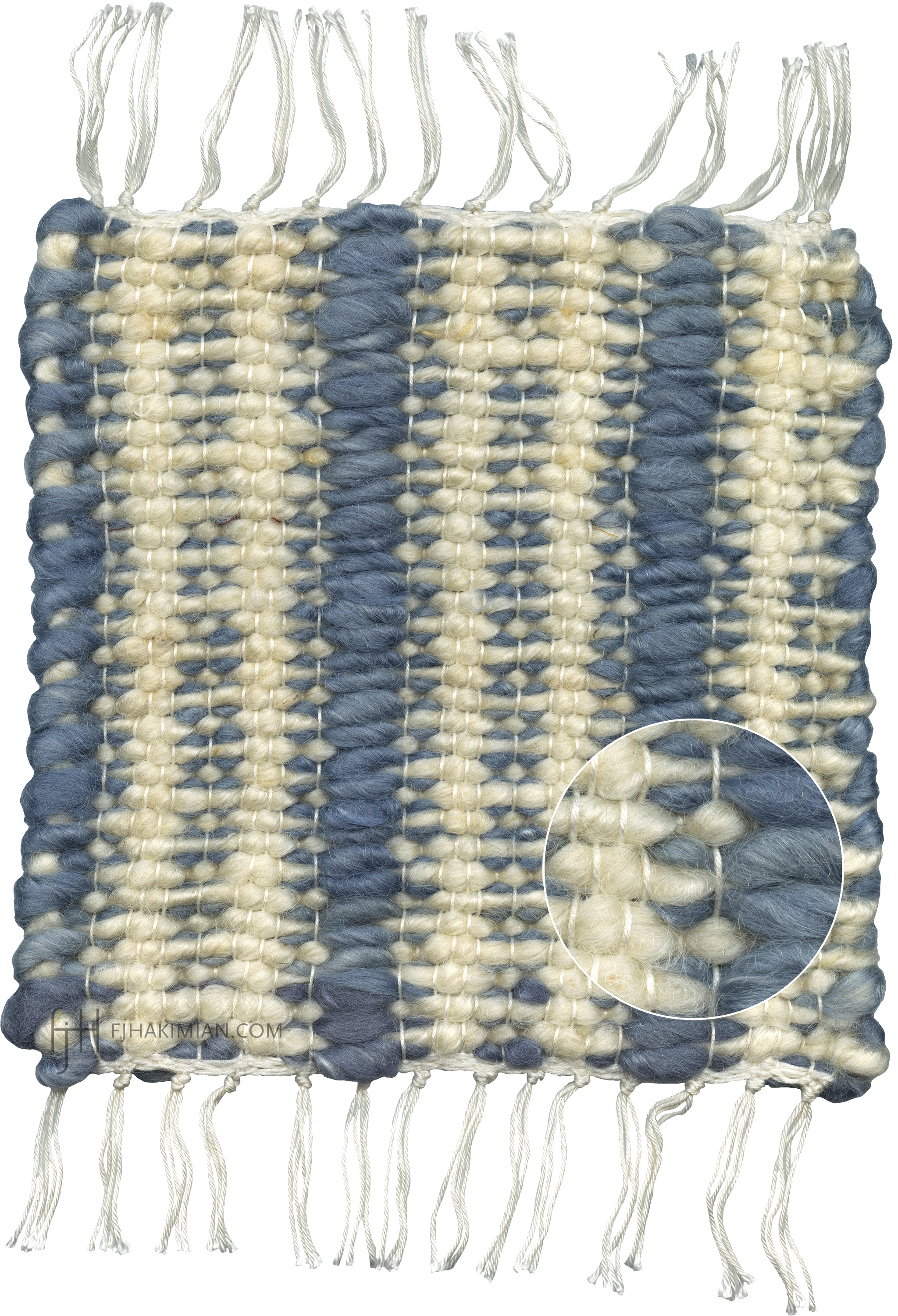 CS-Mohair Ribbed Design | Custom Mohair Carpet | Blue Chalk | White Warp-Front | FJ Hakimian | Carpet Gallery in NY