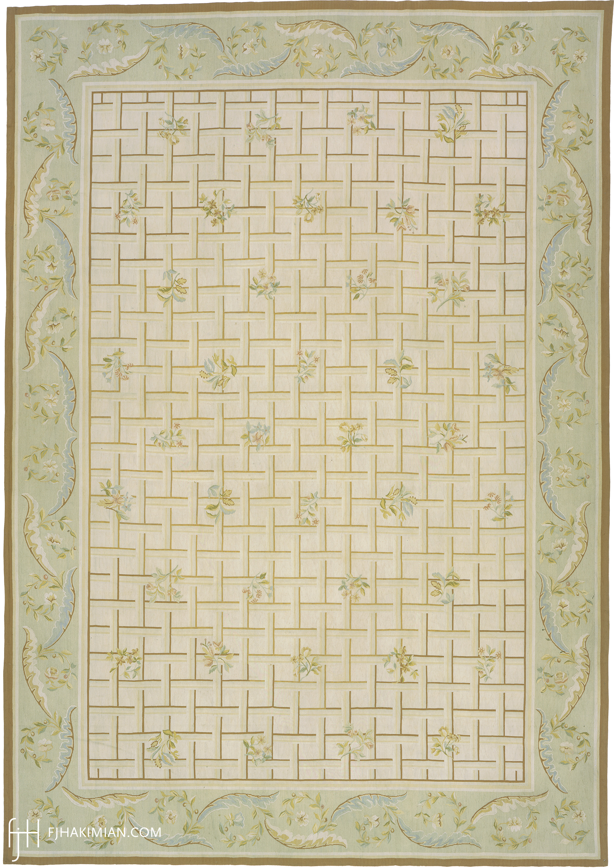 Basket Weave Aubusson Design | Custom Traditional Flat Weave Carpet | FJ Hakimian | Carpet Gallery in NY